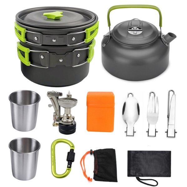 Camping Cookware Kit Outdoor Cooking Set Aluminum Equipment Outdoor Pot Travel Tableware Kitchen Hiking Picnic BBQ - Image 9