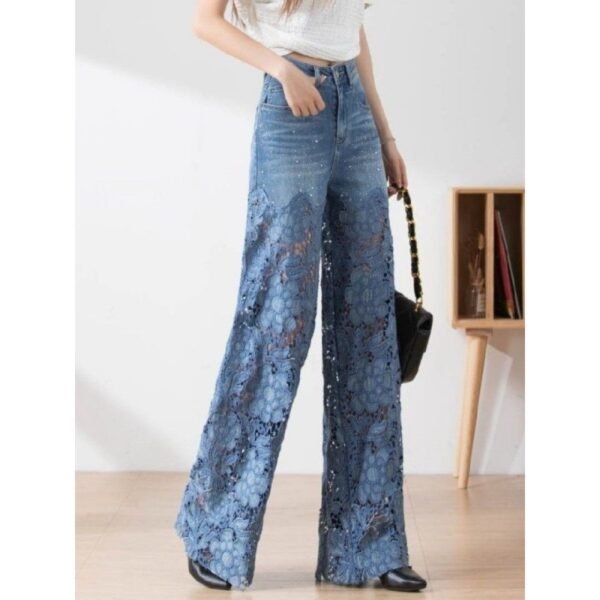 Women's Stitching High Waist Wide Leg Pants - Image 7